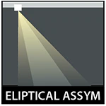 English: Elliptical asymmetric lens designed for precise light control and directional beam shaping in architectural and outdoor lighting. Turkish: Mimari ve dış mekân aydınlatmalarında hassas ışık kontrolü ve yönlendirilmiş ışık dağılımı için tasarlanmış eliptik asimetrik lens.
